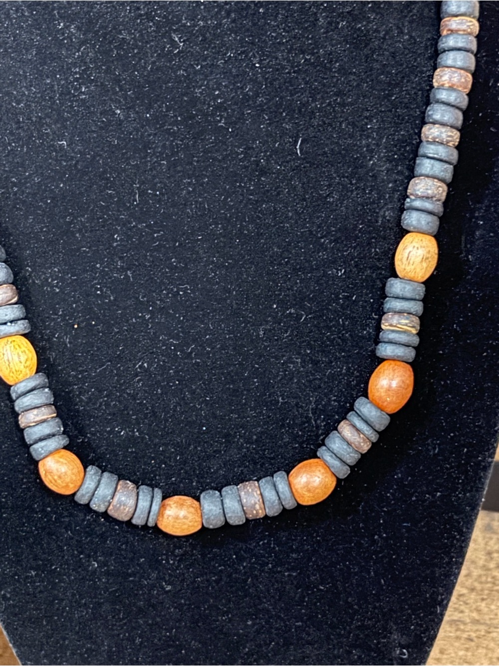 Boho Black and Brown Beaded Women's Necklace - Picture 2 of 3